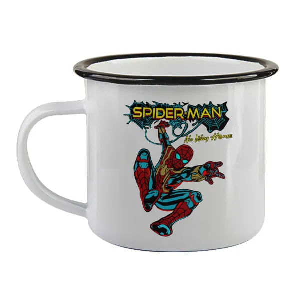 Spiderman no way home — Enamel mug with black rim, 360ml