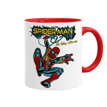 Spiderman no way home, Κούπα χρωματιστή κόκκινη, κεραμική, 330ml