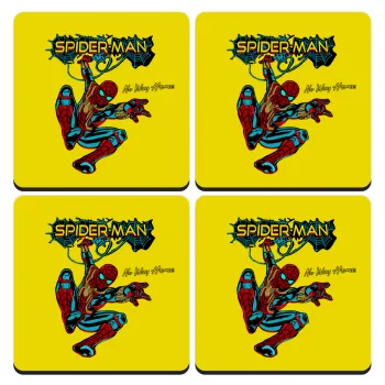 Spiderman no way home, ΣΕΤ 4 Σουβέρ ξύλινα τετράγωνα (9cm)