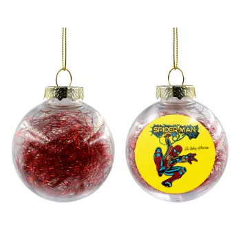 Spiderman no way home, Transparent Christmas tree ball ornament with red filling 8cm