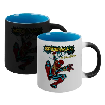 Spiderman no way home, Κούπα Μαγική εσωτερικό μπλε, κεραμική 330ml που αλλάζει χρώμα με το ζεστό ρόφημα