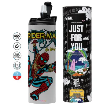 Spiderman no way home, Tumbler ποτήρι θερμό ΓΚΡΙ από ανοξείδωτο ατσάλι 600ml