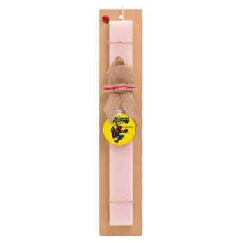 Spiderman no way home, Easter Set, wooden keychain & scented flat Easter candle (30cm) (PINK)