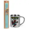 Easter Set, metallic thermal cup (300ml) & aromatic flat Easter candle (30cm) (TURQUOISE)