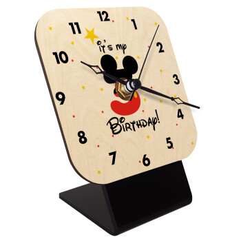 Disney look (Number) Birthday, Quartz Table clock in natural wood (10cm)