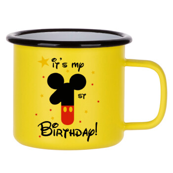 Disney look (Number) Birthday, Κούπα Μεταλλική εμαγιέ ΜΑΤ Κίτρινη 360ml