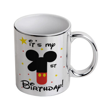 Disney look (Number) Birthday, Mug ceramic, silver mirror, 330ml