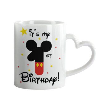 Disney look (Number) Birthday, Mug heart handle, ceramic, 330ml