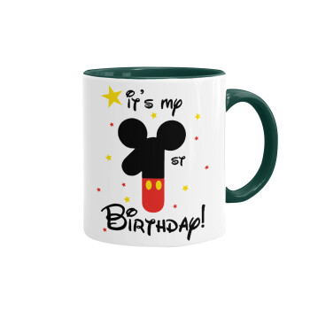 Disney look (Number) Birthday, Mug colored green, ceramic, 330ml