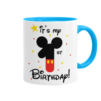 Disney look (Number) Birthday, Mug colored light blue, ceramic, 330ml