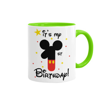 Disney look (Number) Birthday, Mug colored light green, ceramic, 330ml