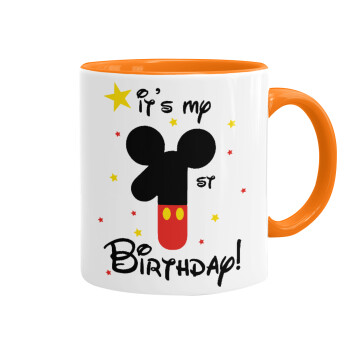Disney look (Number) Birthday, Mug colored orange, ceramic, 330ml