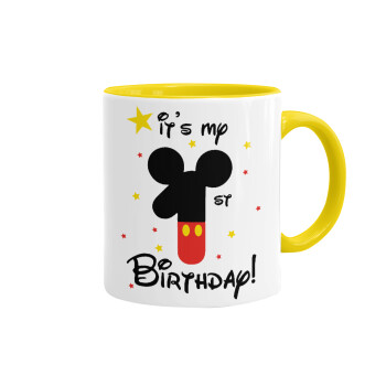 Disney look (Number) Birthday, Mug colored yellow, ceramic, 330ml