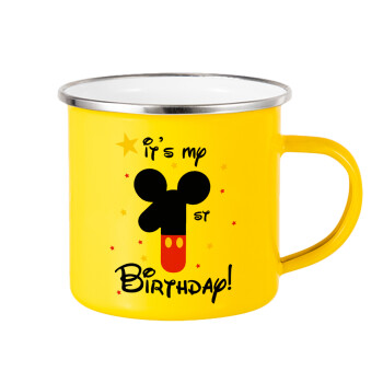 Disney look (Number) Birthday, Κούπα Μεταλλική εμαγιέ Κίτρινη 360ml