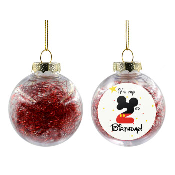 Disney look (Number) Birthday, Χριστουγεννιάτικη μπάλα δένδρου διάφανη με κόκκινο γέμισμα 8cm