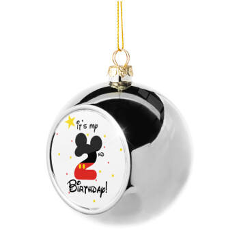 Disney look (Number) Birthday, Χριστουγεννιάτικη μπάλα δένδρου Ασημένια 8cm