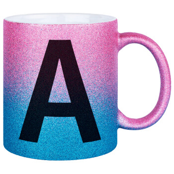 Μονόγραμμα , Κούπα Χρυσή/Μπλε Glitter, κεραμική, 330ml