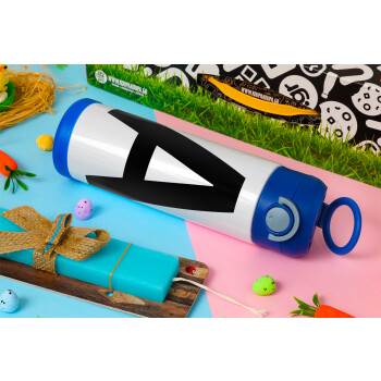 Μονόγραμμα , Easter candle, Childrens hot water bottle, stainless steel, with safety straw, BLUE (500ml)