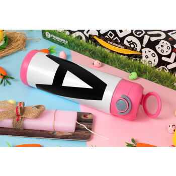 Μονόγραμμα , Easter candle, Childrens hot water bottle, stainless steel, with safety straw, PINK (500ml)
