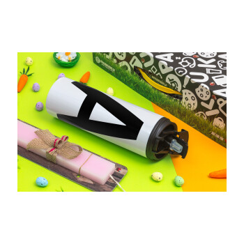 Μονόγραμμα , Easter candle,Travel Tumbler 2 Lids, with metal straw & cleaning brush & aromatic flat candle (30cm) (PINK)