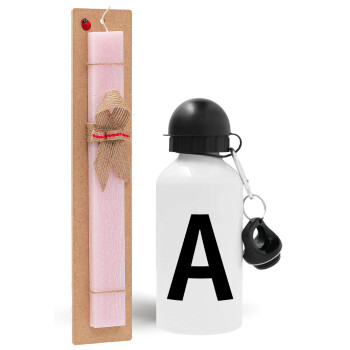 Μονόγραμμα , Easter Set, metallic aluminum bottle (500ml) & aromatic flat Easter candle (30cm) (PINK)