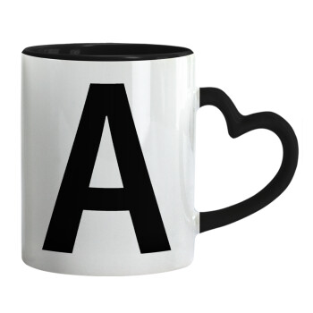 Μονόγραμμα , Mug heart black handle, ceramic, 330ml