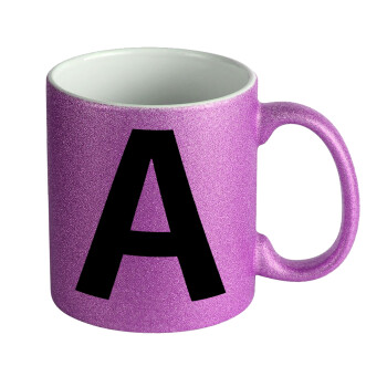 Μονόγραμμα , Κούπα Μωβ Glitter που γυαλίζει, κεραμική, 330ml