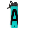 Metallic water bottle with safety lid, 850ml aluminum