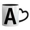 Mug heart black handle, ceramic, 330ml