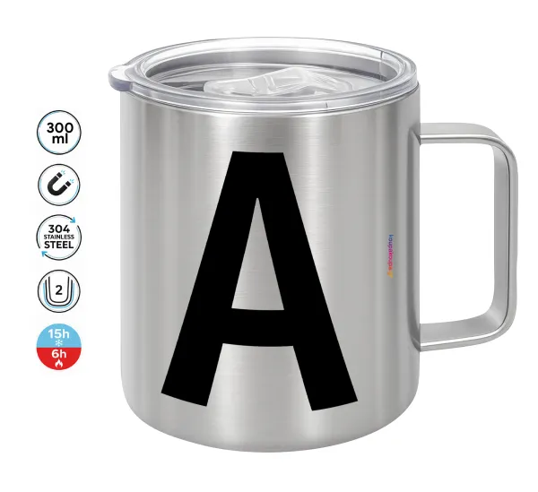 Μονόγραμμα — Double-walled stainless steel mug 300ml with temperature-retaining lid