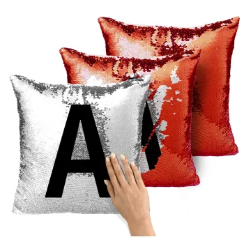 Μονόγραμμα , Μαξιλάρι καναπέ Μαγικό Κόκκινο με πούλιες 40x40cm περιέχεται το γέμισμα