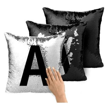 Μονόγραμμα , Μαξιλάρι καναπέ Μαγικό Μαύρο με πούλιες 40x40cm περιέχεται το γέμισμα