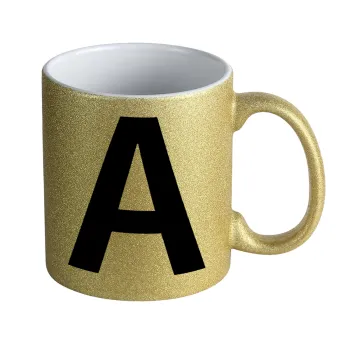 Μονόγραμμα , Κούπα Χρυσή Glitter που γυαλίζει, κεραμική, 330ml