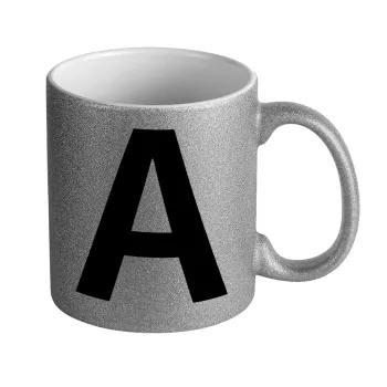 Μονόγραμμα , Κούπα Ασημένια Glitter που γυαλίζει, κεραμική, 330ml