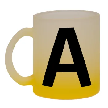 Μονόγραμμα , Κούπα γυάλινη δίχρωμη με βάση το κίτρινο ματ, 330ml