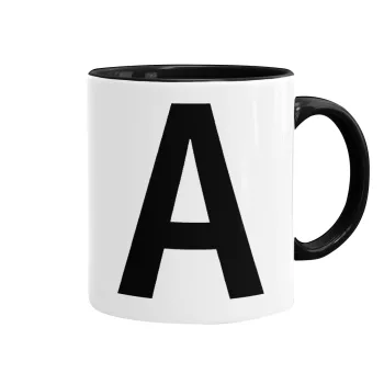 Μονόγραμμα , Κούπα χρωματιστή μαύρη, κεραμική, 330ml