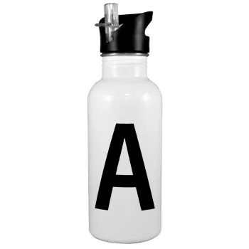 Μονόγραμμα , Παγούρι νερού Λευκό με καλαμάκι, ανοξείδωτο ατσάλι 600ml