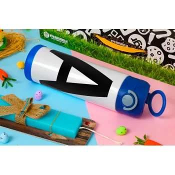 Μονόγραμμα , Easter candle, Childrens hot water bottle, stainless steel, with safety straw, BLUE (500ml)