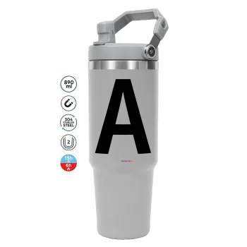 Μονόγραμμα , ΓΚΡΙ χρώματος Θερμός Ανοξείδωτο 890ml (30oz) με χερούλι