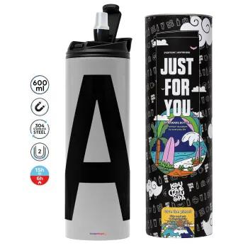 Μονόγραμμα , Tumbler ποτήρι θερμό ΓΚΡΙ από ανοξείδωτο ατσάλι 600ml