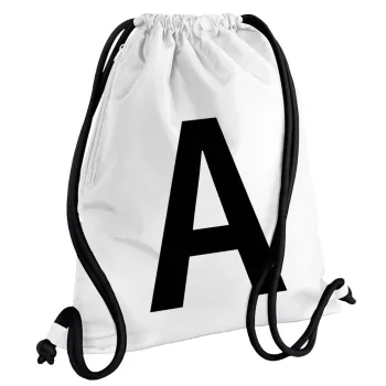 Μονόγραμμα , Backpack pouch GYMBAG white, with pocket (40x48cm) & thick cords