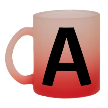 Μονόγραμμα , Κούπα γυάλινη δίχρωμη με βάση το κόκκινο ματ, 330ml