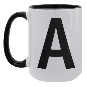 Μονόγραμμα , Κούπα Mega 15oz, κεραμική Μαύρη, 450ml