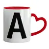 Mug heart red handle, ceramic, 330ml