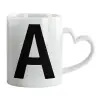 Mug heart handle, ceramic, 330ml