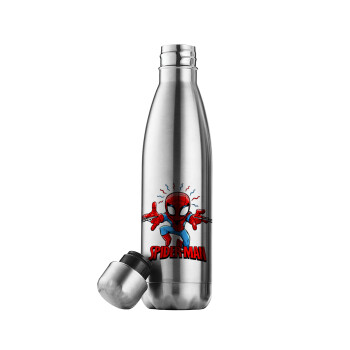 Spiderman flying, Inox (Stainless steel) double-walled metal mug, 500ml