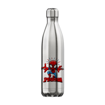 Spiderman flying, Μεταλλικό παγούρι θερμός Inox (Stainless steel), διπλού τοιχώματος, 750ml