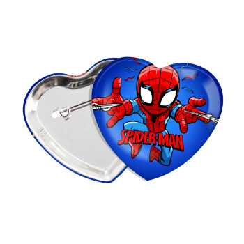 Spiderman flying, Κονκάρδα παραμάνα καρδιά (57x52mm)