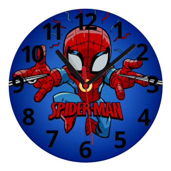 Spiderman flying, Ρολόι τοίχου γυάλινο (20cm)