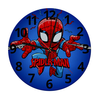 Spiderman flying, Ρολόι τοίχου γυάλινο (30cm)
